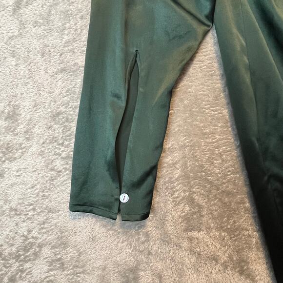 Banana Republic V Neck Dona Silk‎ Maxi Dress Front Slip Sz XS Hunter Green - Picture 6 of 8